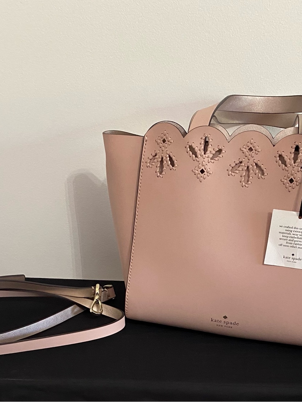 Kate Spade Magnolia Eyelet Mina Pink Scallop Satchel Bag